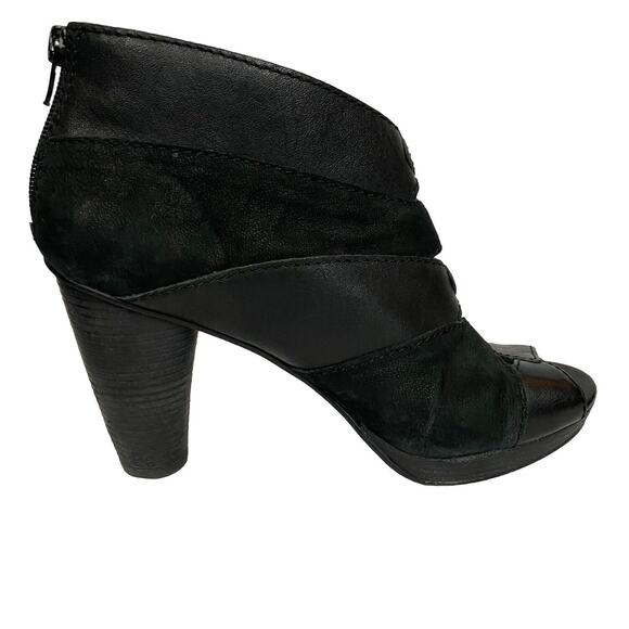 Fossil Bobbi Peep Toe Ankle Boots Booties Women’s Size 8.5 Black Leather - Picture 8 of 13